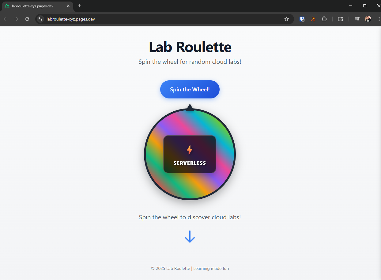 Lab Roulette Interface
